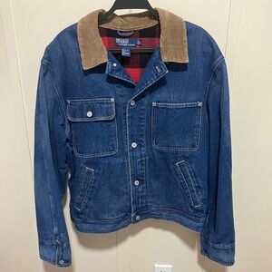 Vintage Polo Ralph Lauren Denim Jacket Buffalo Plaid Lining Men’s M